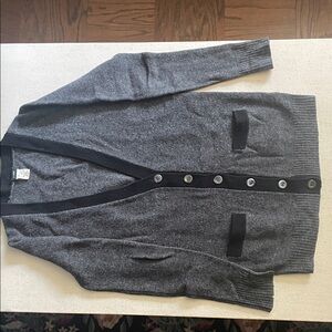 J. Crew Women’s Charcoal and Black Lambswool Boyfriend Cardigan Sweater